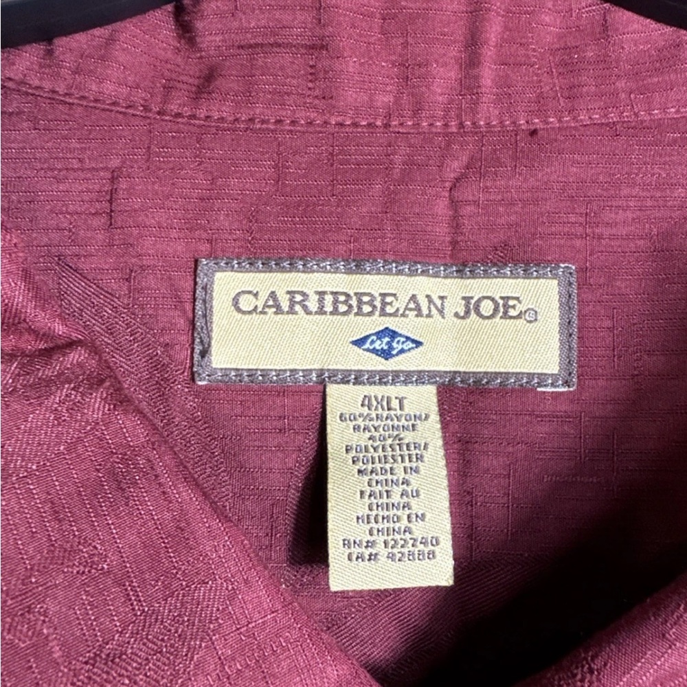 Caribbean Joe Men's Burgundy and Cream Shirt Jackets - Picture 3 of 9